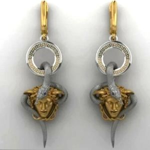 Medusa Sterling Silver Stamp Dangle Earrings